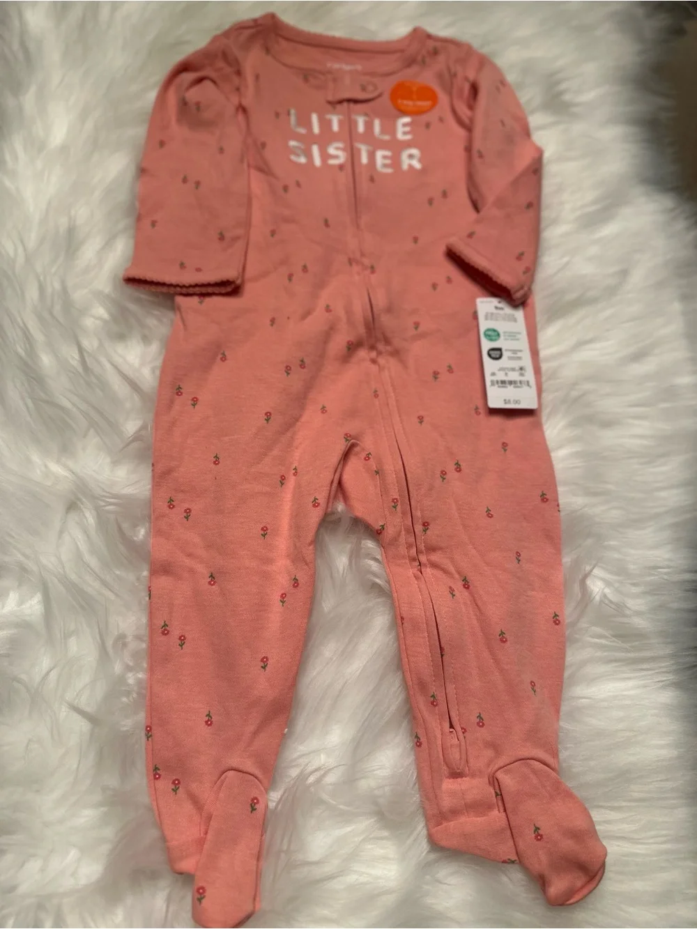 Carter's Coral Pink 'Little Sister' Footed One-Piece